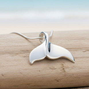 Whale Tail Pendant – Sealife Collection - Sterling Silver on Snake Chain
