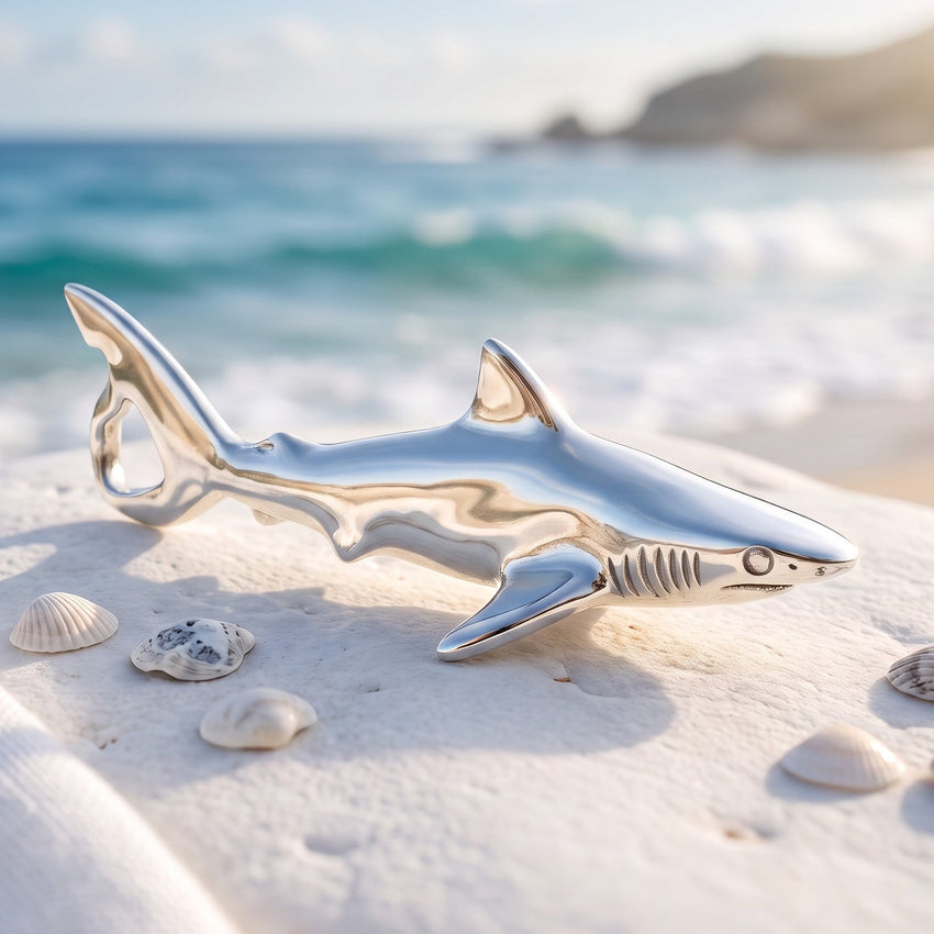 Grey Reef Shark Pendant – Realistic Sealife Collection - Sterling Silver