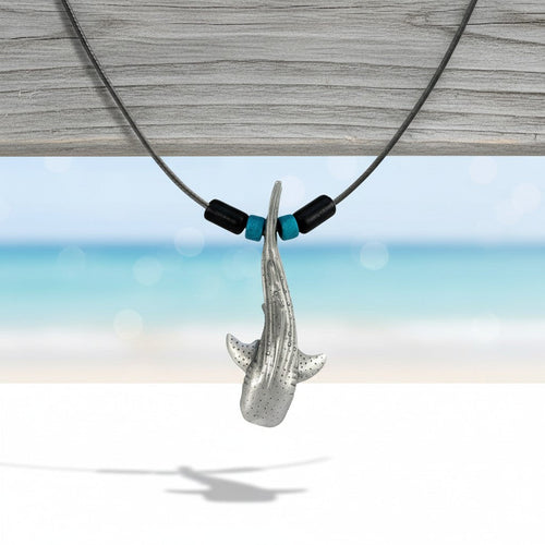 Whale Shark Necklace – Realistic Sealife Collection - Pewter with Ceramic Beads