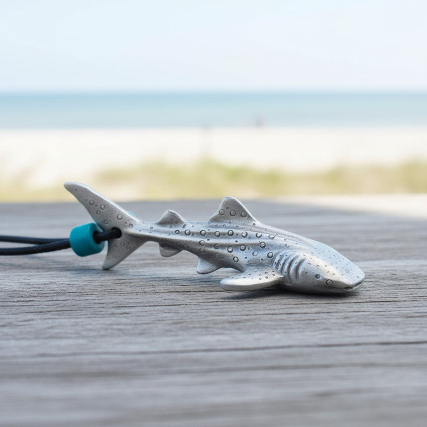 Whale Shark Necklace – Realistic Sealife Collection - Pewter with Ceramic Beads