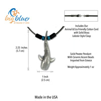 Whale Shark Necklace – Realistic Sealife Collection - Pewter with Ceramic Beads