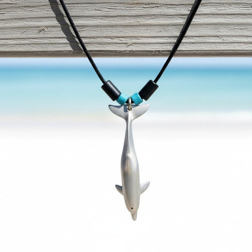 Dolphin Necklace with Beads – Sealife Collection – Pewter