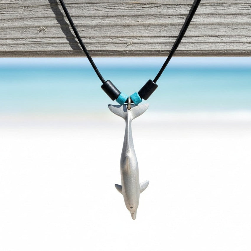 Dolphin Necklace with Beads – Sealife Collection – Pewter