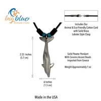 Dolphin Necklace with Beads – Sealife Collection – Pewter