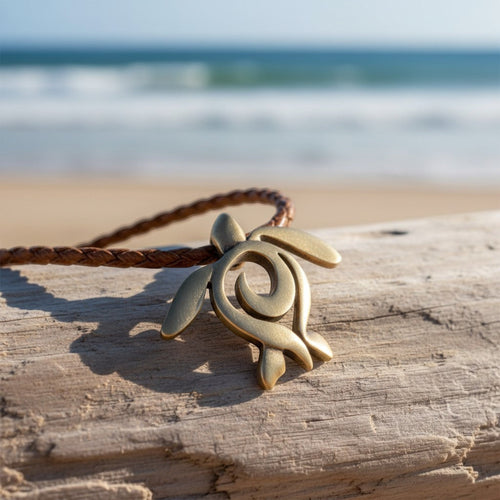 Sea Turtle "Honu" Necklace – Ocean Traveler Collection - Bronze on Cotton Cord