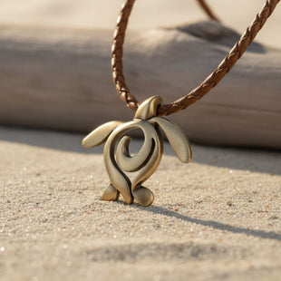 Sea Turtle "Honu" Necklace – Ocean Traveler Collection - Bronze on Cotton Cord