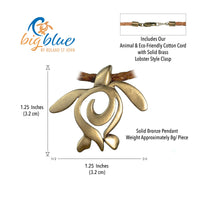 Sea Turtle "Honu" Necklace – Ocean Traveler Collection - Bronze on Cotton Cord