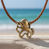 Octopus Pendant Necklace – "Leggs"- Bronze on Cotton Cord