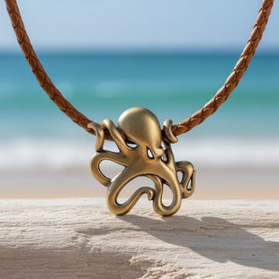 Octopus Pendant Necklace – "Leggs"- Bronze on Cotton Cord