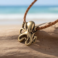 Octopus Pendant Necklace – "Leggs"- Bronze on Cotton Cord