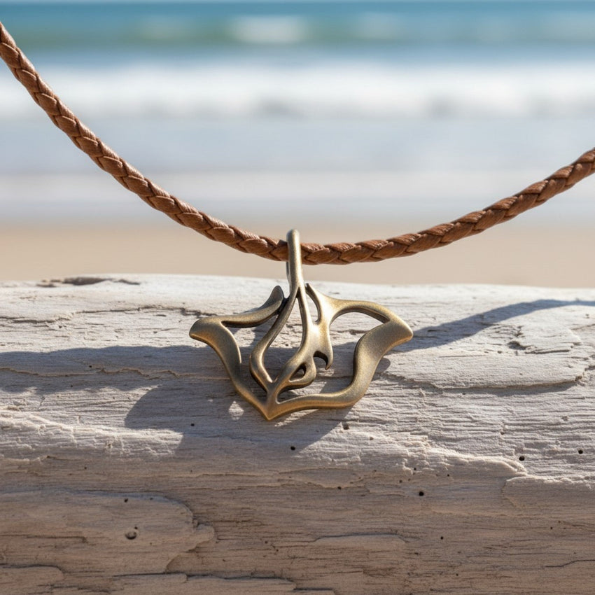 Stingray Cord Necklace - "Ray" - Bronze
