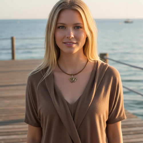 Stingray Cord Necklace - "Ray" - Bronze