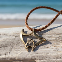 Manta Ray Cord Necklace - "Big Ray" - Bronze