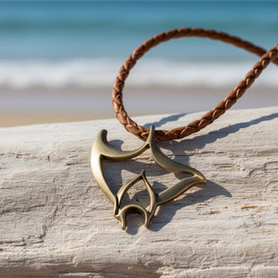 Manta Ray Cord Necklace - "Big Ray" - Bronze