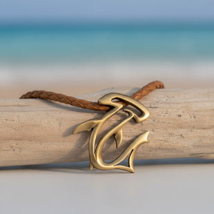 Hammerhead Shark Necklace - "The Hammer" - Bronze on Cord