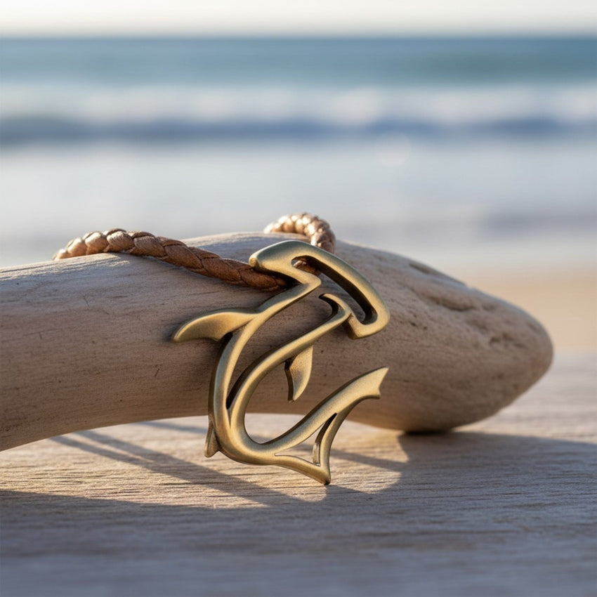 Hammerhead Shark Necklace - "The Hammer" - Bronze on Cord