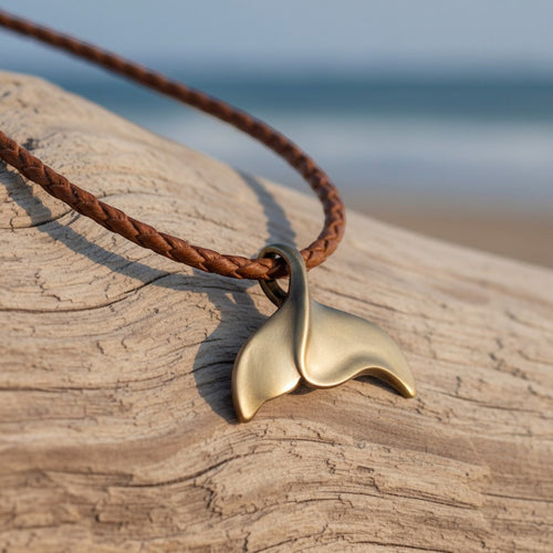 Whale Tail Pendant – Sealife Collection - Bronze on Cotton Cord