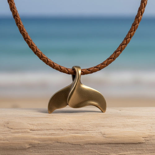 Whale Tail Pendant – Sealife Collection - Bronze on Cotton Cord