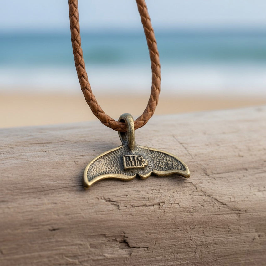 Whale Tail Pendant – Sealife Collection - Bronze on Cotton Cord