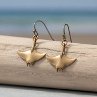 Manta Ray Drop Earrings – Sealife Collection - Bronze