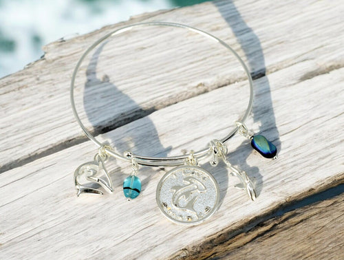 Reef Shark Adjustable Charm Bracelet – I Love Collection - Sterling Silver Finish