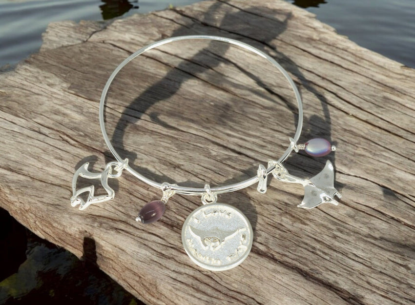 Manta Ray Adjustable Charm Bracelet – I Love Collection - Sterling Silver