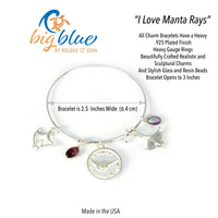 Manta Ray Adjustable Charm Bracelet – I Love Collection - Sterling Silver