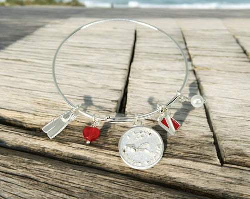 Scuba Diving Adjustable Charm Bracelet – I love Collection - Sterling silver Finish