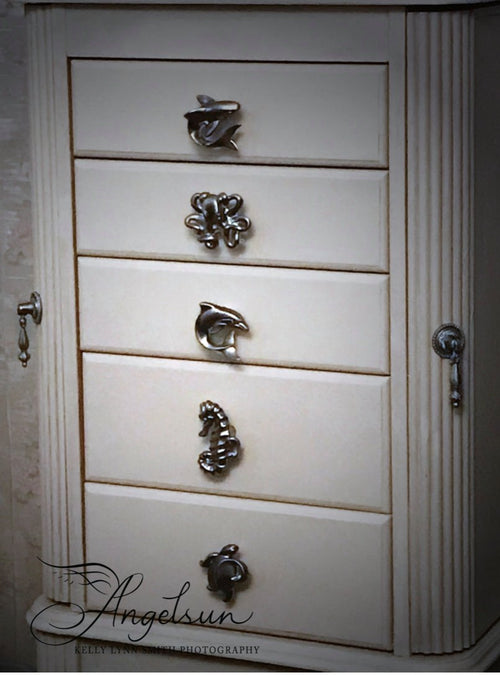 Sea Turtle Drawer Pull/Knob – Home Decor – Pewter with Nickel or Brass Finish