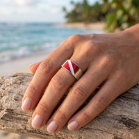 Scuba Diver Flag Ring – Diver´s Collection - Sterling Silver Band