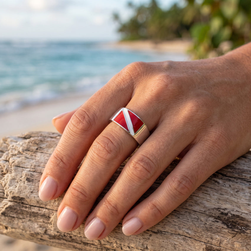 Scuba Diver Flag Ring – Diver´s Collection - Sterling Silver Band