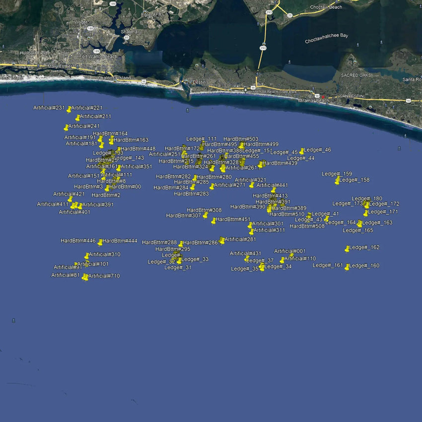 Destin & Fort Walton Nearshore Fishing Spots - Numbers