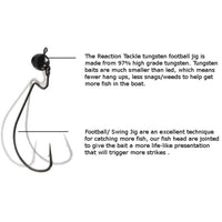 Reaction Tackle Tungsten Football/Swing Jig Heads- 3-Pack