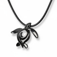 Turtle Necklace – Ocean Traveler "Honu" Collection – Jet Black Pewter Pendant