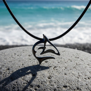 Shark Necklace – "Frenzy" - Jet Black Finish on black cord