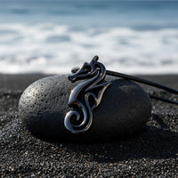 Seahorse Pendant Necklace – "Polo" - Jet Black Finish