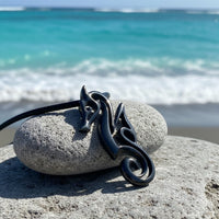 Seahorse Pendant Necklace – "Polo" - Jet Black Finish