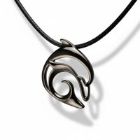 Dolphin Pendant Necklace – "Flipper" - Jet Black Finish on Black Cord