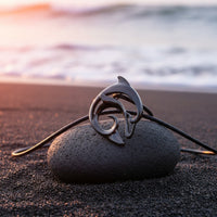 Dolphin Pendant Necklace – "Flipper" - Jet Black Finish on Black Cord