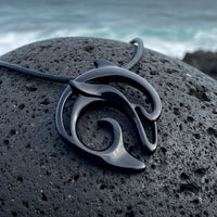 Dolphin Pendant Necklace – "Flipper" - Jet Black Finish on Black Cord