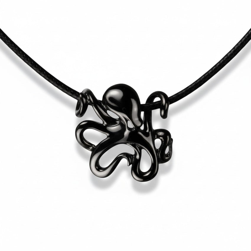 Octopus Pendant Necklace – "Leggs" - Jet Black Finish