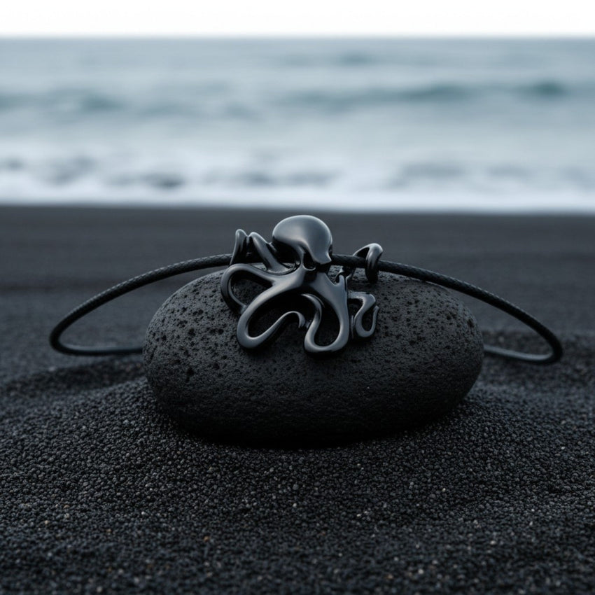 Octopus Pendant Necklace – "Leggs" - Jet Black Finish