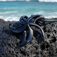 Starfish Necklace - "Starry" - Jet Black Finish on Cord