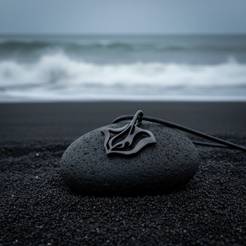 Stingray Pendant Necklace – "Ray" - Jet Black Finish