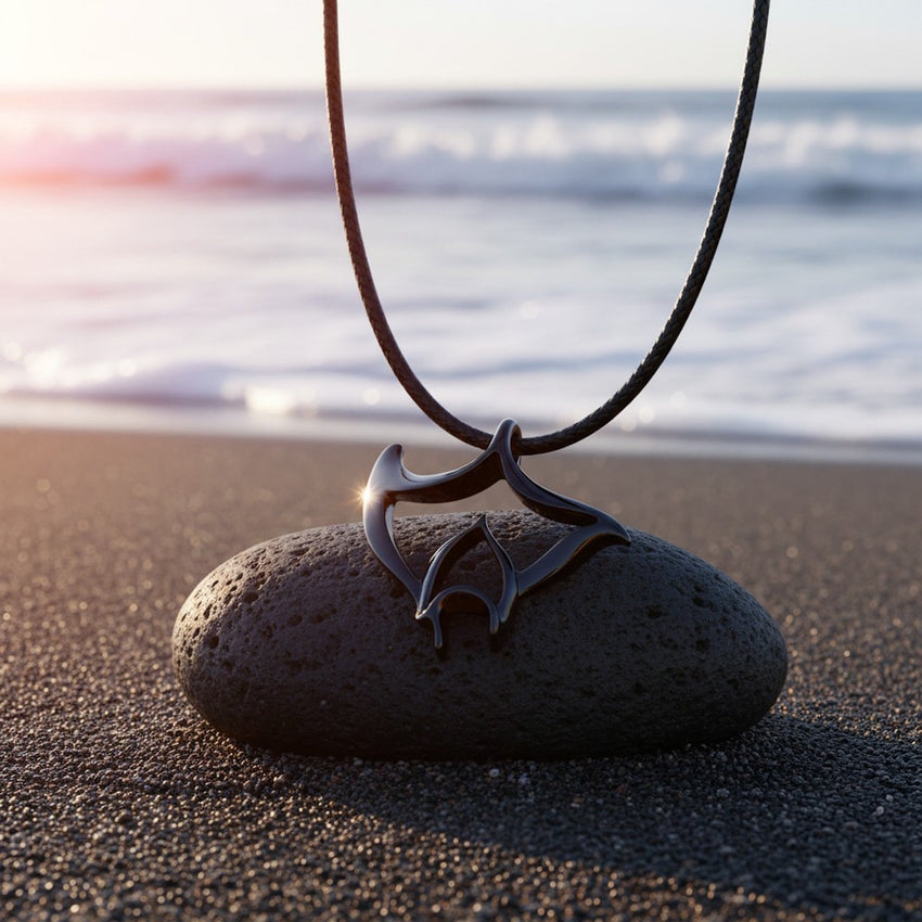 Manta Ray Pendant Necklace – "Big Ray" - Jet Black Finish