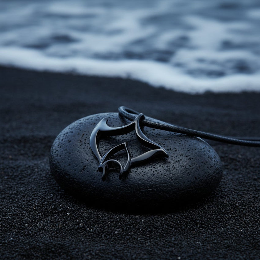 Manta Ray Pendant Necklace – "Big Ray" - Jet Black Finish
