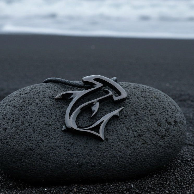 Hammerhead Shark Pendant Necklace – "The Hammer" - Jet Black Finish