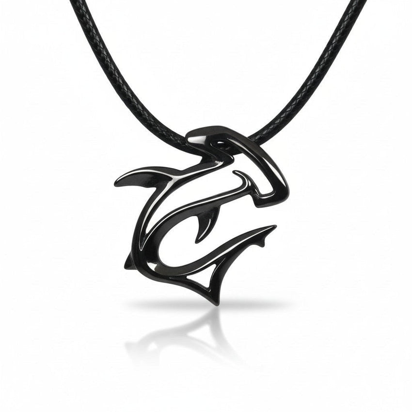 Hammerhead Shark Pendant Necklace – "The Hammer" - Jet Black Finish