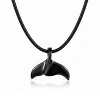 Whale Tail Fluke Necklace – Sealife Collection - Jet Black Finish
