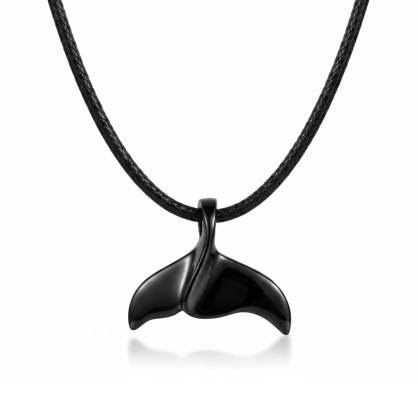 Whale Tail Fluke Necklace – Sealife Collection - Jet Black Finish